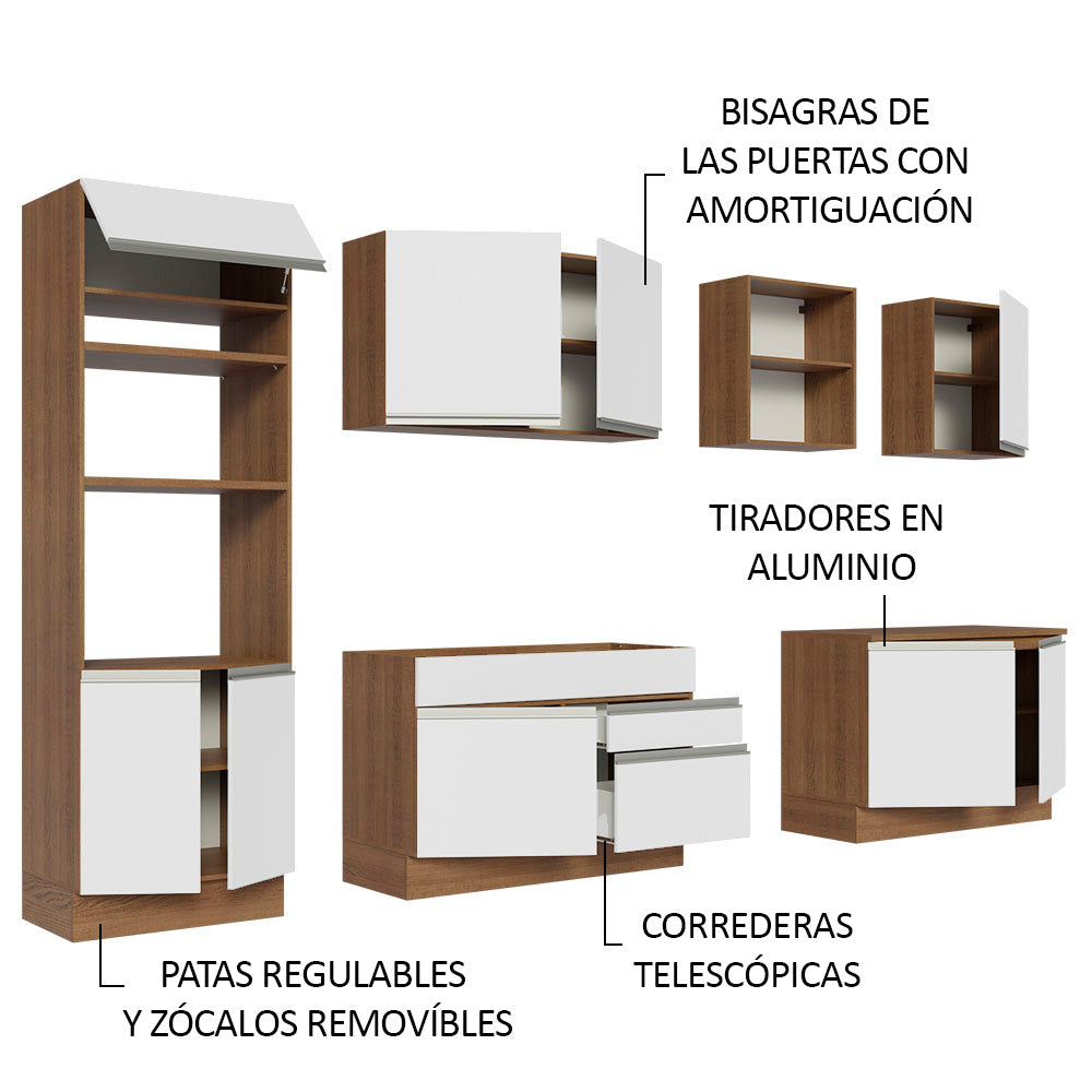Cocina Integral 310 cm Con Mueble para Horno Marrón/Blanco Glamy Madesa