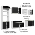 Cocina Integral 310 cm Con Mueble para Horno Blanco/Negro Glamy Madesa