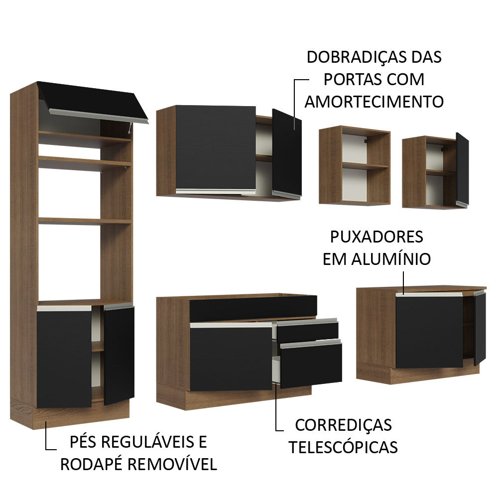 Cocina Integral 310cm Marrón/Negro 02