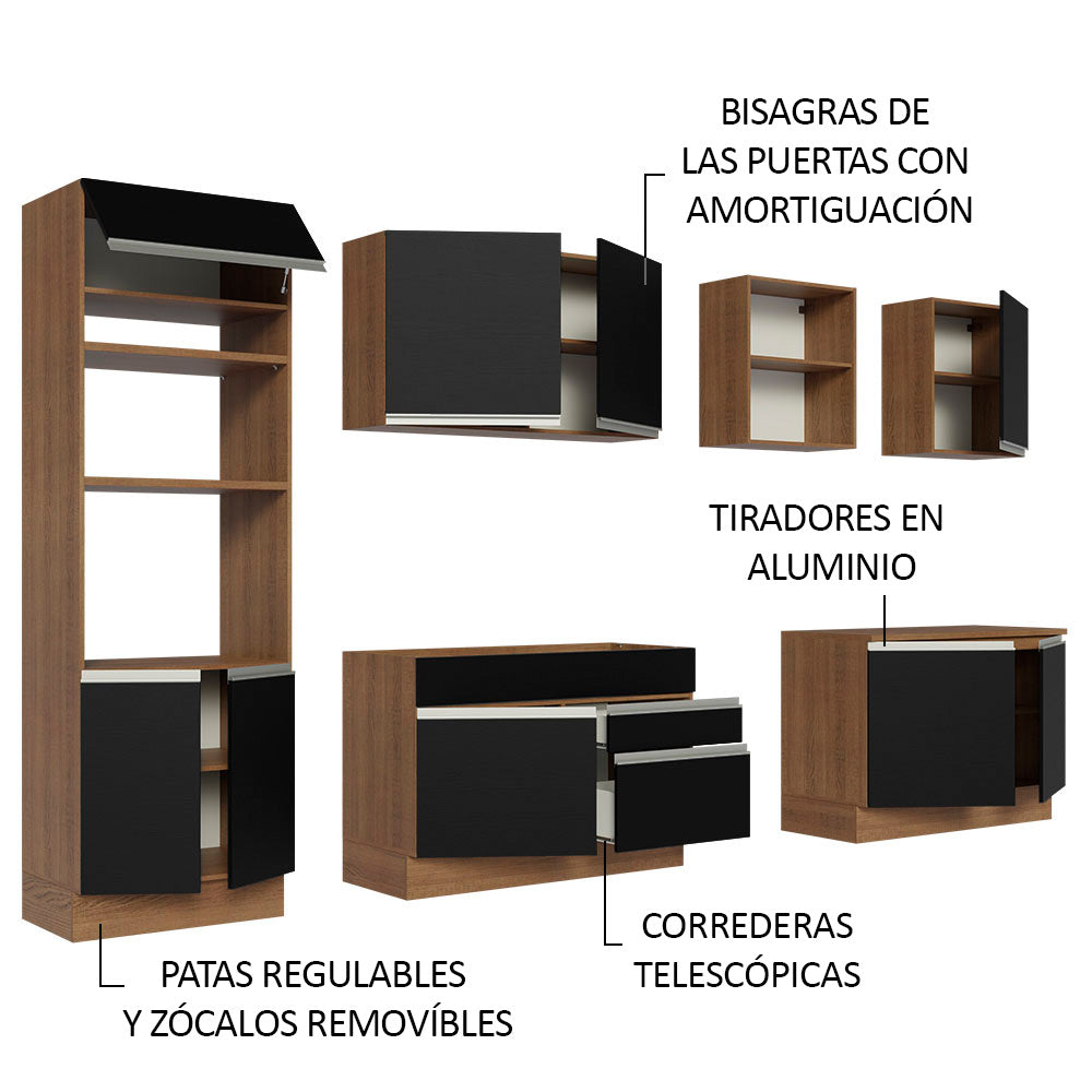 Cocina Integral 310 cm Con Mueble para Horno Marrón/Negro Madesa