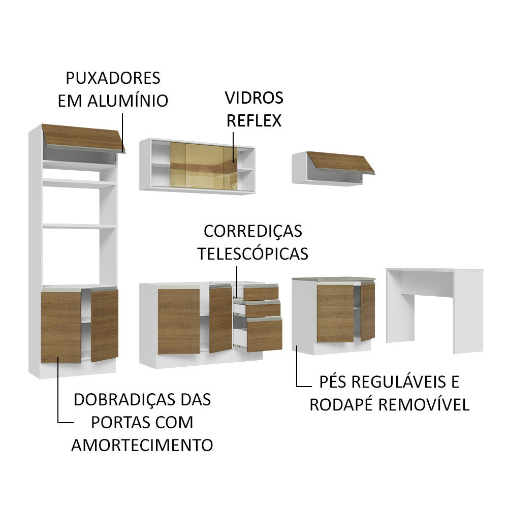 Cocina Integral 315 cm Blanco/Marrón Glamy 01