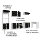 Kit Cocina Integral 385 cm y Barra de Cocina Blanco/Negro Glamy Madesa