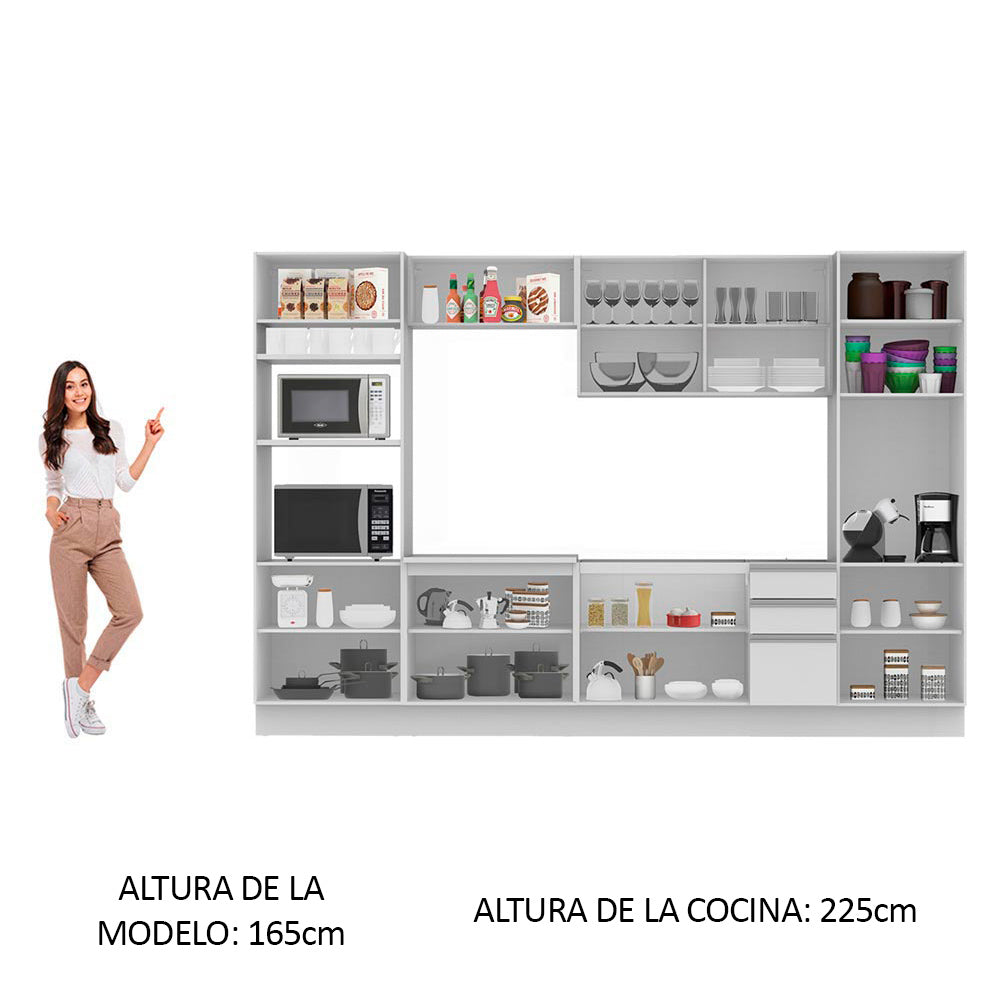 Cocina Integral 330 cm Con Mueble para Horno Blanco Glamy Madesa