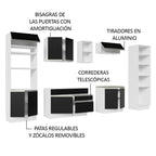 Cocina Integral 330 cm Con Mueble para Horno y Despensa Abierta Blanco/Negro Glamy Madesa