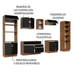 Cocina Integral 330 cm Con Mueble para Horno y Despensa Abierta Marrón/Negro Glamy Madesa