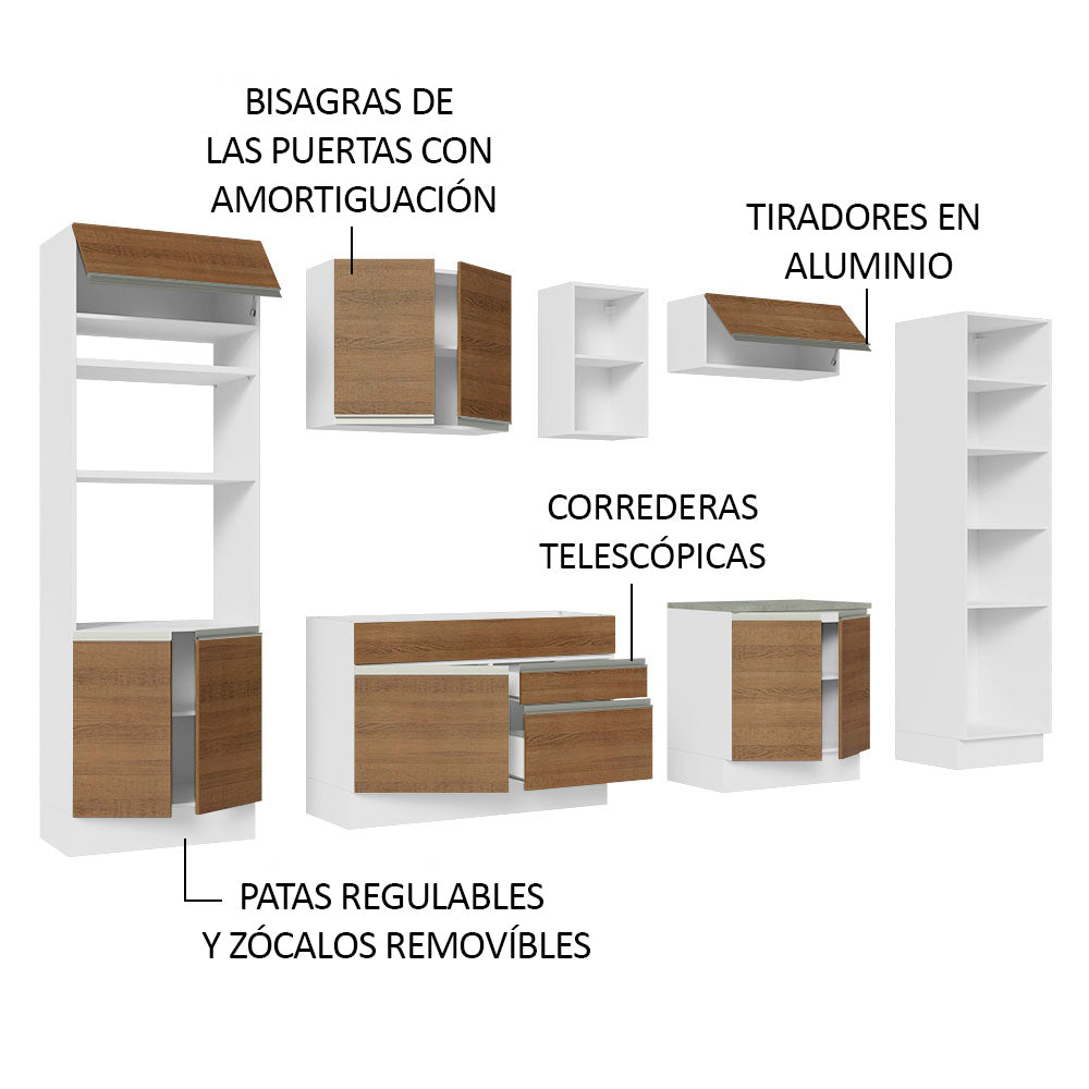 Cocina Integral 330cm Blanco/Marrón Glamy 03