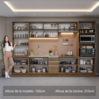 Cocina Integral 340 cm Con Vitrina y Mueble para Horno Marrón Glamy Madesa