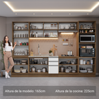 Cocina Integral 340 cm Con Vitrina y Mueble para Horno Marrón/Blanco Glamy Madesa