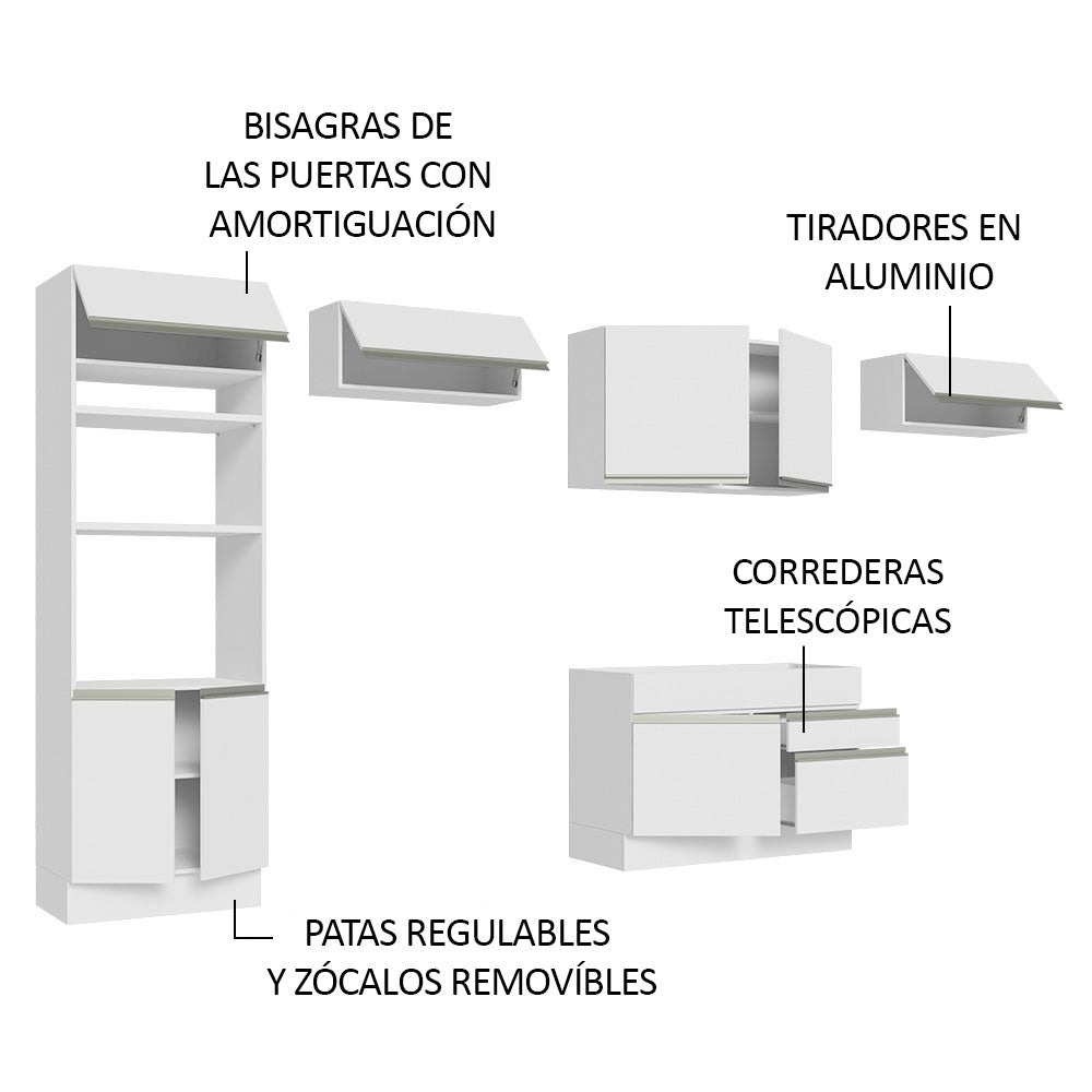 Cocina Integral 350cm Blanco Glamy 01