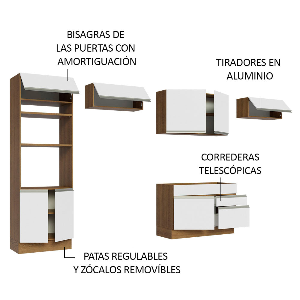 Cocina Integral 350cm Marrón/Blanco Glamy 01
