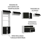 Cocina Integral 350 cm Con Mueble para Horno Blanco/Negro Glamy Madesa