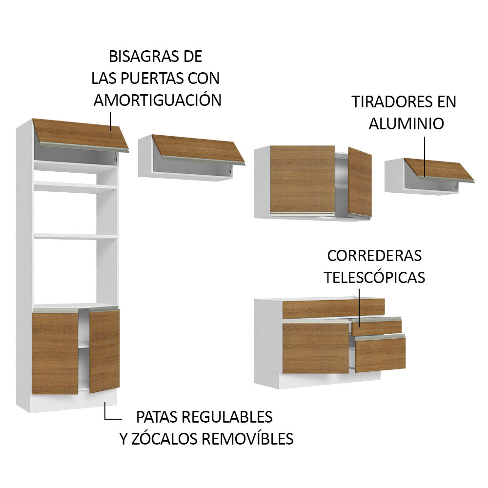 Cocina Integral 350cm Blanco/Marrón Glamy 01