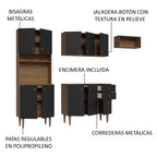 Cocina Compacta 235 cm Con Mueble para Horno Marrón/Negro Gourmet Madesa