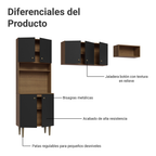 Cocina Compacta 235 cm Con Mueble para Horno Marrón/Negro Gourmet Madesa