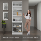 Kit Gabinete Bajo 2 Puertas y Vitrina 70 cm Blanco/Negro Lux Madesa
