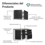 Cocina Integral 120 cm Blanco/Negro Lux Madesa 01