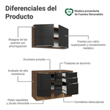 Cocina Integral 120 cm Marrón/Negro Lux Madesa 01