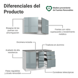 Cocina Integral 120 cm Blanco/Gris Lux Madesa 01
