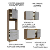 Cocina Integral 180 cm Lux Marrón/Gris 01
