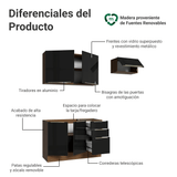 Cocina Integral 180 cm Marrón/Negro Lux Madesa 02