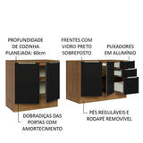 Kit con 2 Gabinetes de Cocina Lux 4 Puertas 3 Cajones (Sin Encimera y Tarja) Marrón/Negro