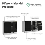 Cocina Integral 200 cm Blanco/Negro Lux Madesa 05