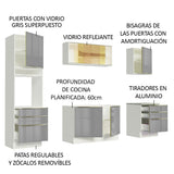 Cocina Integral 240cm Lux Blanco/Gris 02