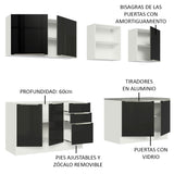 Cocina Integral 240cm Lux Blanco/Negro 05