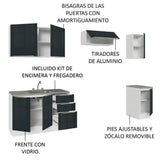 Cocina Integral con Accesorios 240cm Lux Blanco/Negro