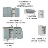 Cocina Integral con Accesorios 240cm Lux Blanco/Gris