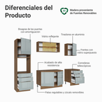 Cocina Integral 240 x 60 cm 6 Puertas 6 Cajones Con Mueble para Horno Marrón/Gris Lux Madesa 08