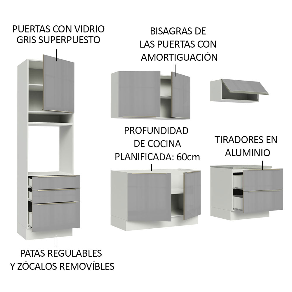 Cocina Integral 260cm Lux Blanco/Gris 01