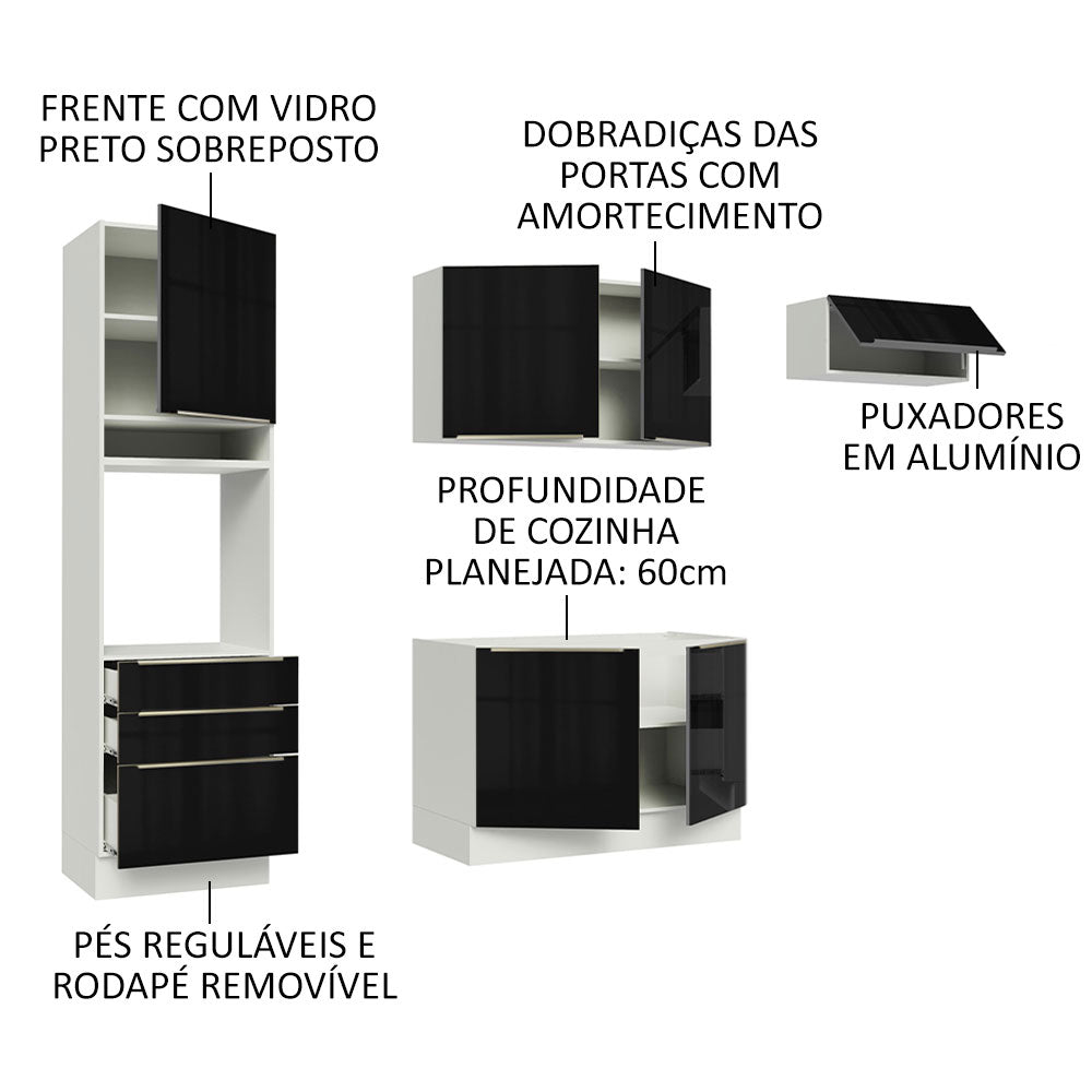 Cocina Integral 260cm Lux Blanco/Negro 03