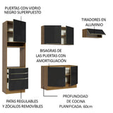 Cocina Integral 260 cm Lux Marrón/Negro 03
