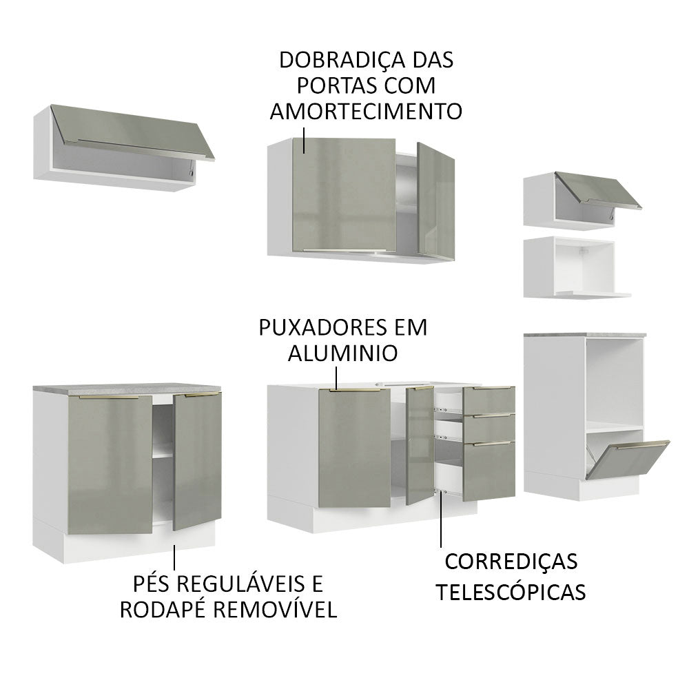 Cocina Integral 260cm Lux Blanco/Gris 07