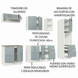Cocina Integral 260cm Lux Blanco/Gris 08