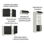 Cocina Integral 270 x 60 cm Con Mueble para Horno Blanco/Negro Lux Madesa