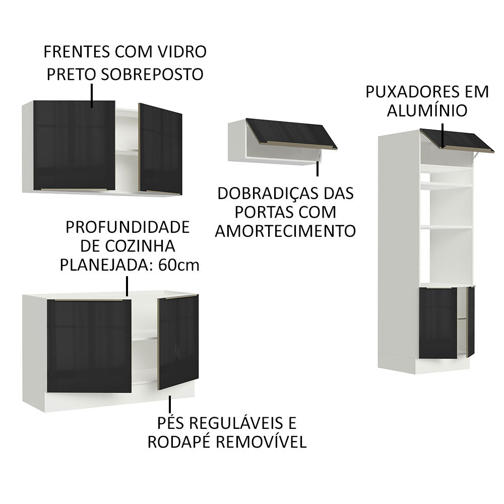 Cocina Integral 270 cm Lux Blanco/Negro 01