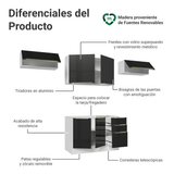 Cocina Integral 280 cm Blanco/Negro Lux Madesa 01