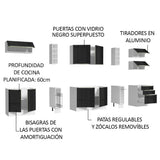 Cocina Integral 300cm Blanco/Negro Lux de Sabrina