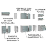 Cocina Integral 300 cm Lux Sabrina Blanco/Gris