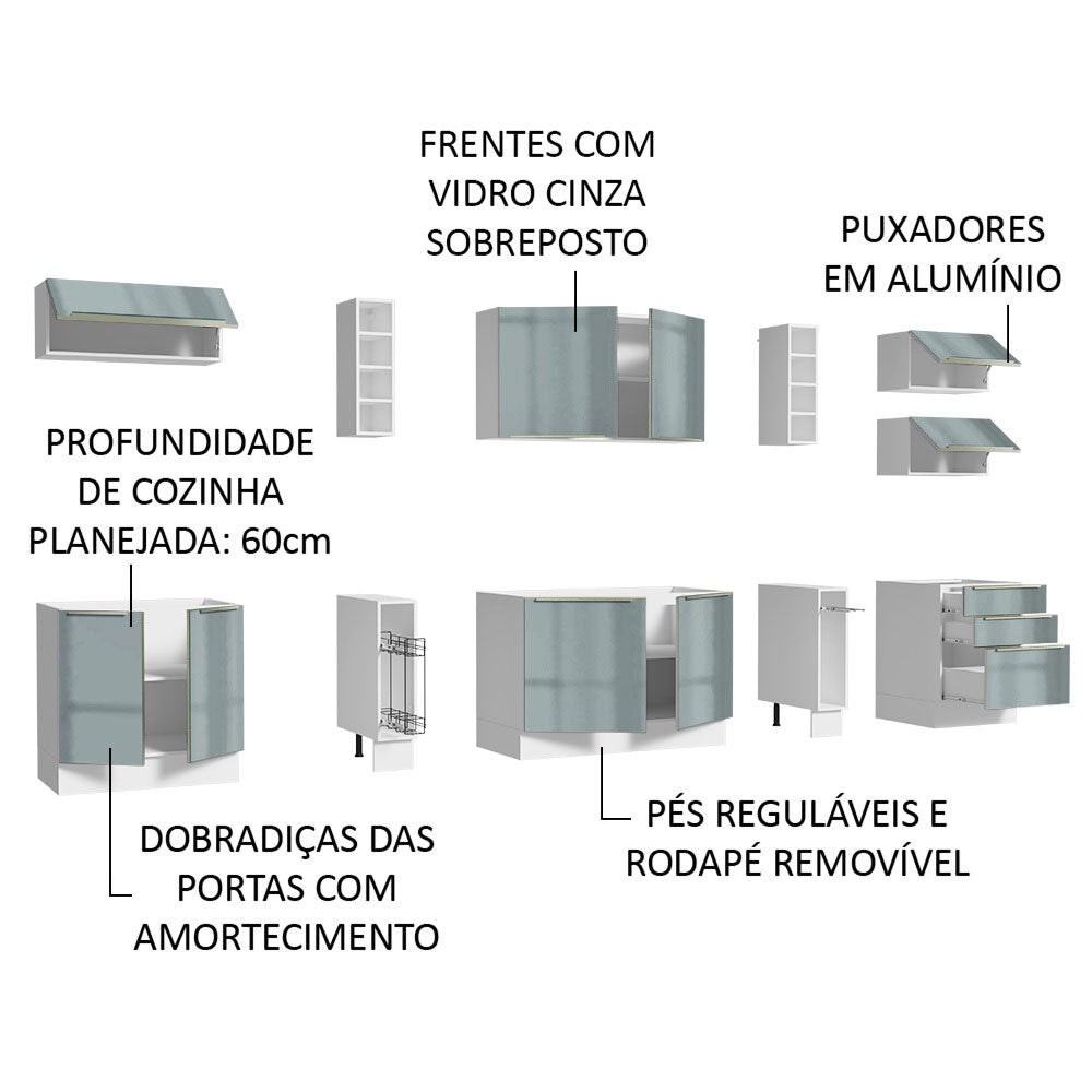 Cocina Integral 300 cm Lux Sabrina Blanco/Gris