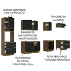 Cocina Integral 320 x 60 cm 8 Puertas 5 Cajones Con Mueble para Horno Marrón/Negro Lux Madesa