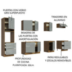 Cocina Integral 320 x 60 cm 8 Puertas 5 Cajones Con Mueble para Horno Marrón/Gris Lux Madesa