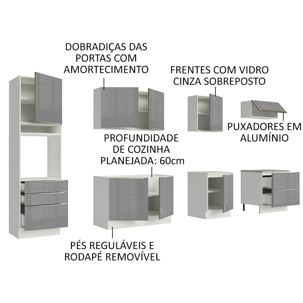 Cocina Integral 320cm Lux Blanco/Gris 04