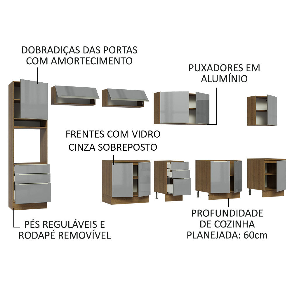 Cocina Integral 400cm Marrón/Gris Lux de Thauane Madesa