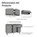 Cocina Compacta 200 x 52 cm 6 Puertas 1 Cajón Gris Nice Madesa