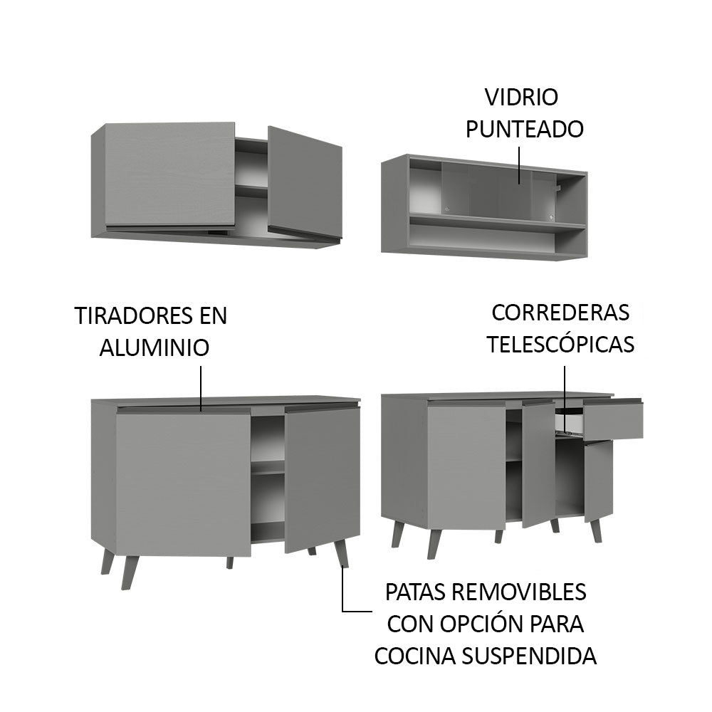 Cocina Integrale 240cm Gris Nice Madesa 02