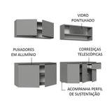 Cocina Integral 240 cm sin Patas Gris Nice 04