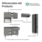 Cocina Integral 240 x 52 cm 8 Puertas 1 Cajón Gris Nice Madesa